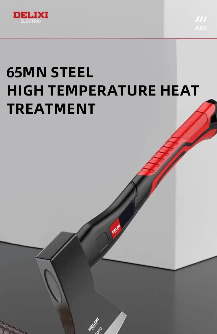 15-inch chopping axe with blade cover, chopping hammer, log axe, outdoor axe, forged carbon steel hand tool non-slip handle.