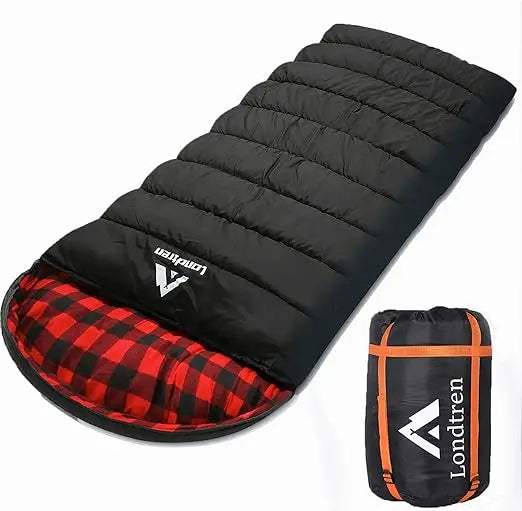 Adults Extra Large 0 Degree Sleeping Bags for Cold Weather Camping, Winter Use Below Zero, 20-15 Flannel, Big and Tall XXL