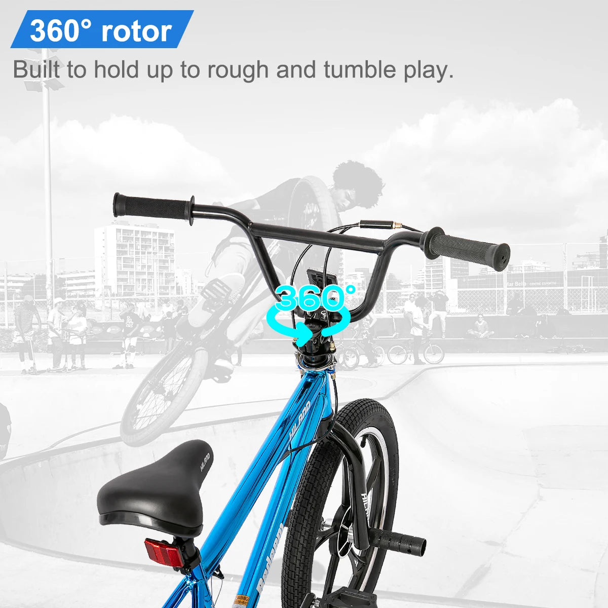 Hiland 20 Inch Kids BMX Bike for Boys Girls Ages 5-12, 360 Degree Rotor Freestyle, 4 Pegs Single Speed Kid’s BMX Bicycle