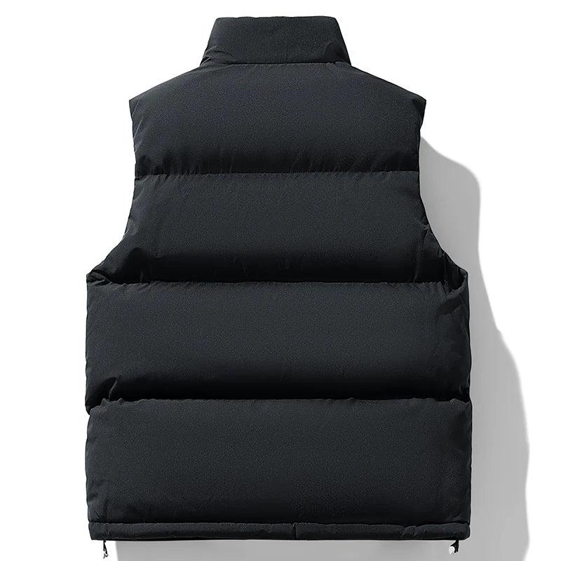 Fishing Vest Stand-up Collar Outdoor Vest Men's Down Cotton Vest Men's Autumn and Winter Thickened Coat Waistcoat Warm Vest Coat
