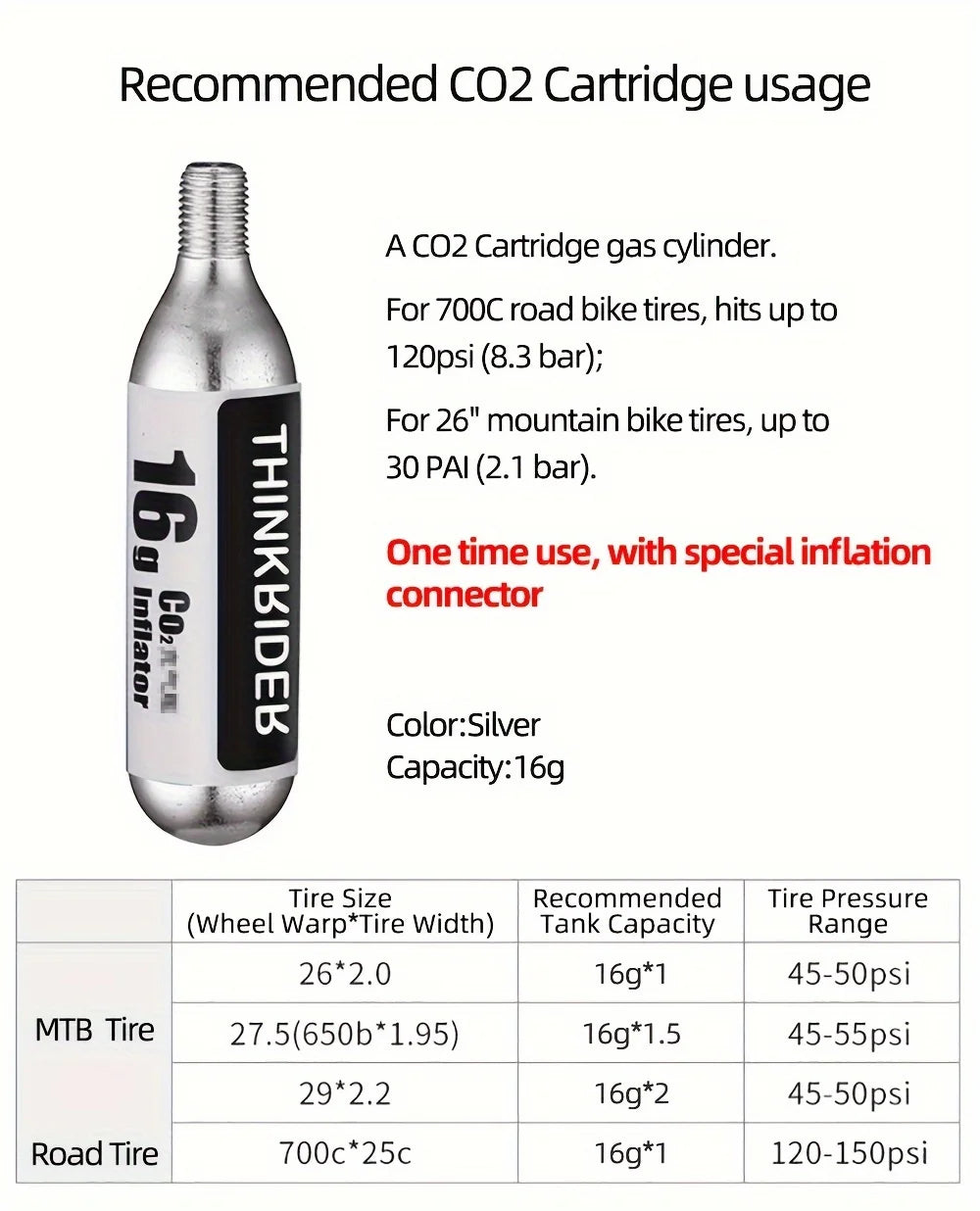 ThinkRider CO2 Pump For Bicycle Schrader Presta Adapter Bike Pump Inflator Aluminum Tire Tube Mini size MTB Bicycle Pumps CO2 Ca