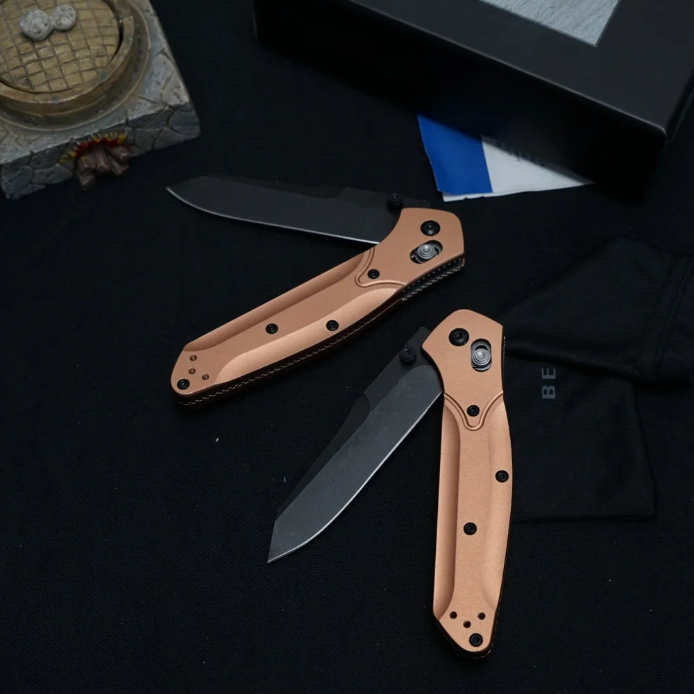 New 940 rose gold folding knife, wilderness survival camping hiking pocket knife, a gift for boyfriend and father，collector