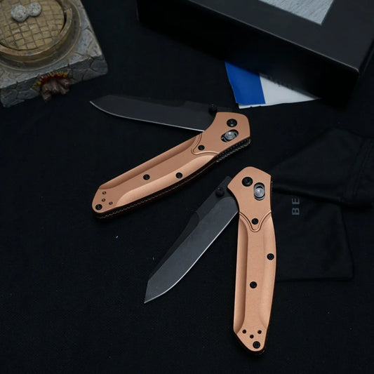 New 940 rose gold folding knife, wilderness survival camping hiking pocket knife, a gift for boyfriend and father，collector