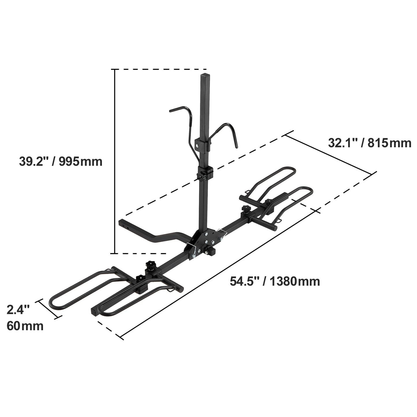 SucceBuy Hitch Mount Bike Rack 2-Bike Platform Style 80 LBS Max Capacity for 1.25-/2-inch Receiver Bike Carrier for Car