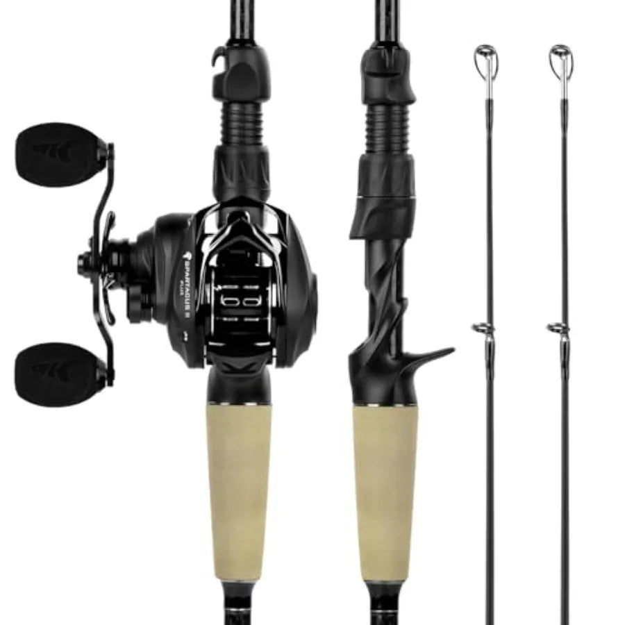 Left Hand Baitcasting Combo with IM6 Graphite Rod and Magnetic Braking Reel 6'6 MH Fast Twin-Tip 8.0:1 Gear Ratio Extra Tip Sec