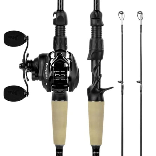 Left Hand Baitcasting Combo with IM6 Graphite Rod and Magnetic Braking Reel 6'6 MH Fast Twin-Tip 8.0:1 Gear Ratio Extra Tip Sec
