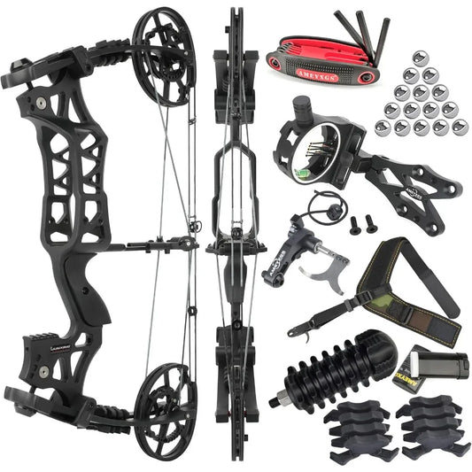 ZSHJGJR Compound Bow Dual-use for Arrows and Steel BallHunting Bows 40-70lbs Adjustable Short-Axis Compound Bow Set for Archery