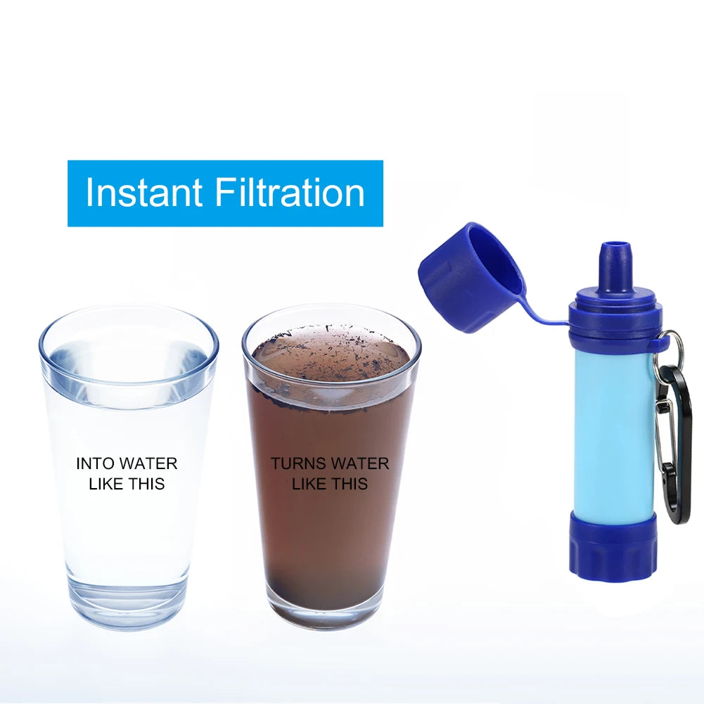 Wild Life Emergency Drinking Water Filtering Tools Portable Camping Hiking Life Survival Water Purifier Filter with Straw