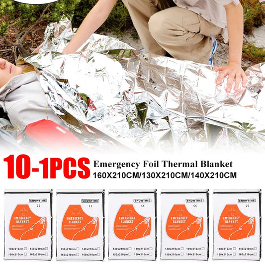 1-10PCS Emergency Foil Blanket Outdoor Survival First Aid Thermal Blanket Outdoor Survival Waterproof Heat Preservation Blankets