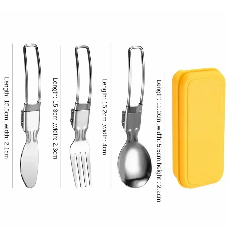1/3PC Mini Portable Outdoor Spoon Fork Tableware Camping Stainless Steel Cutlery Set for Hiking Outdoor Camping Cooking Supplies