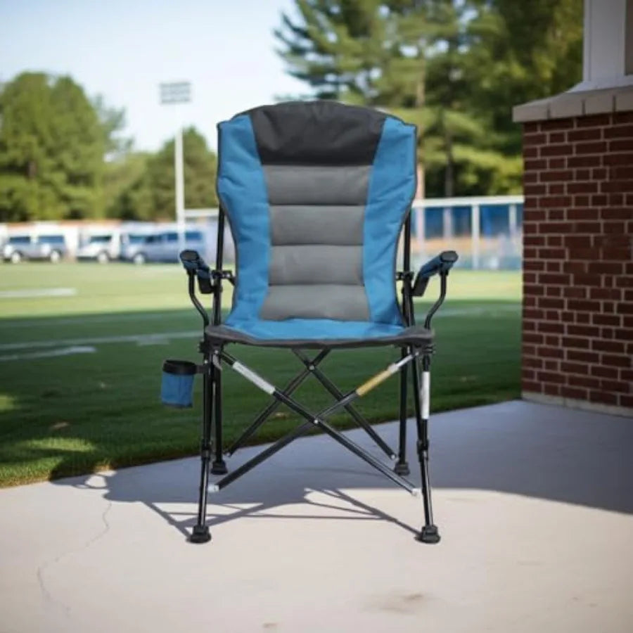 Portable Outdoor Camping Chair with Padded Seat and High Backrest Extra Wide Backrest and Armrests Cup Holder Foldable Design D
