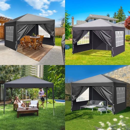 Gazebos10x10 Pop Up Canopy Tent with 4 Removable Walls Perfect for Camping Beach and Outdoor Events Easy Setup Portable Design