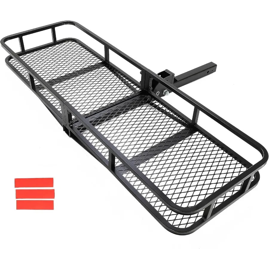 60x19.5x5.5 Folding Hitch Mount Cargo Carrier Rear Luggage Basket Fit 2 Receiver for Van SUV Truck Trailer Car Fold Up Trailer