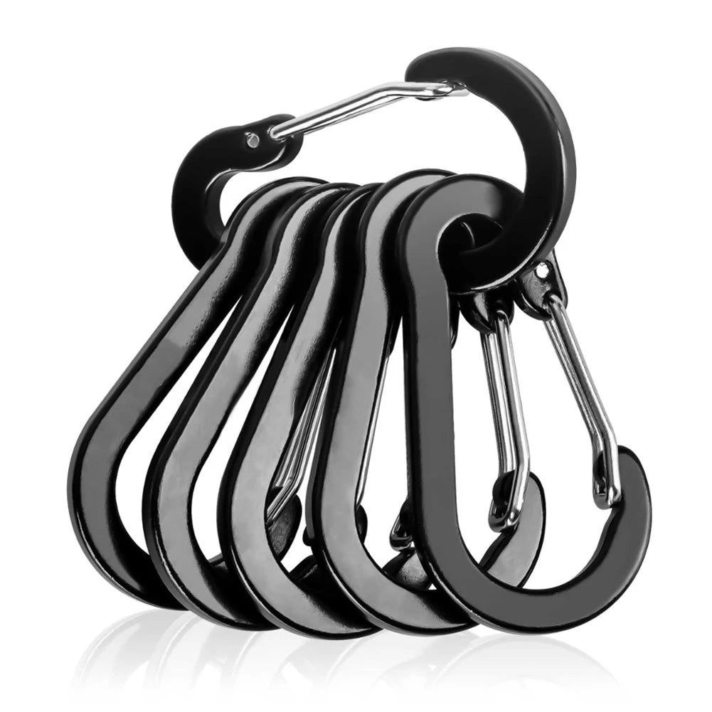 1-12PCS Carabiner Clip Set Tourist Hooks Aluminium Alloy Fishing Carbin Buckle Caribiner Key Holder Keychain Camping Karabiners