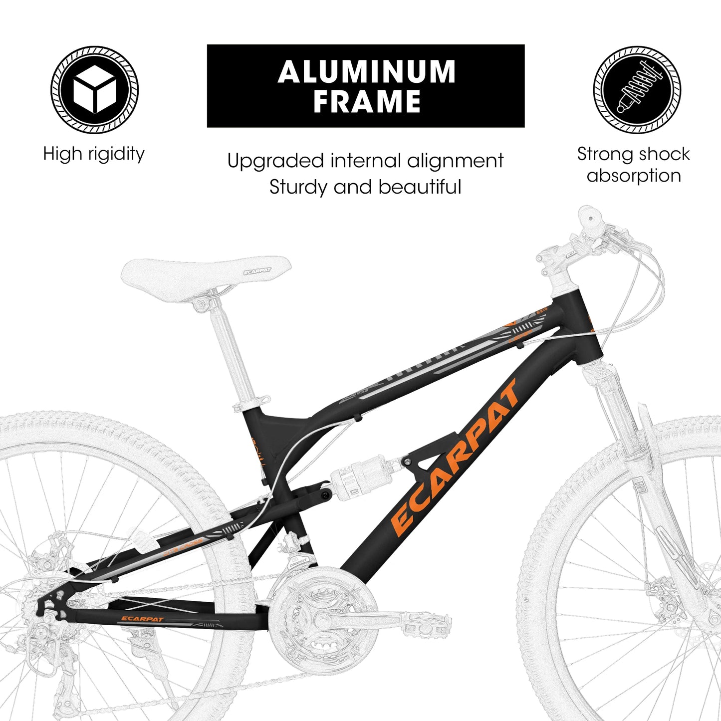 Ecarpat Mountain Bike 26 Inch Wheel, Dual Full Suspension 21-Speed Disc Brakes Thumb Shifter, Carbon Steel Frame Mountain Bike