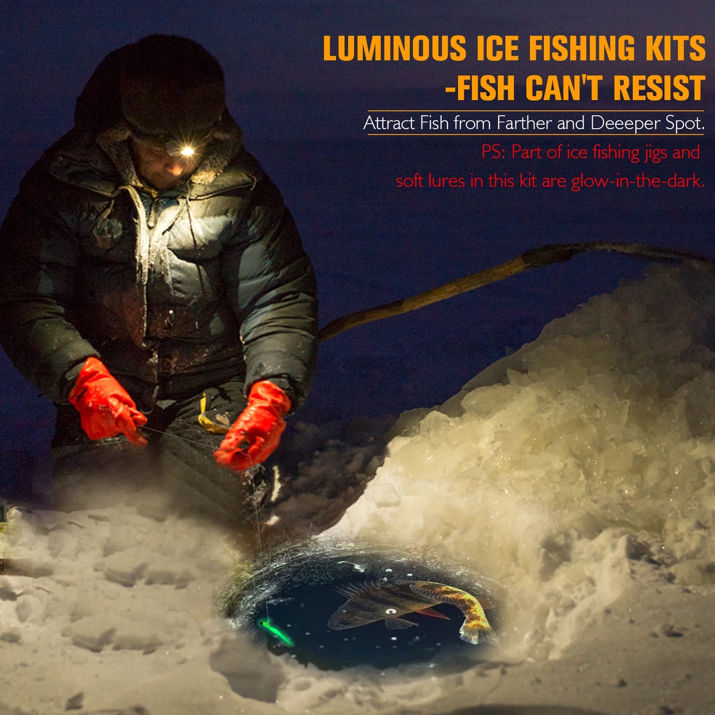 45pcs  Fishing Kit Ice Fishing Jigs Ice Fishing Lures Walleye Fishing Lures Crappie Jigs