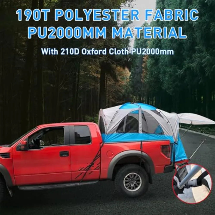 Truck Tent Pickup Truck Tent with Awning for 5.5-6.7ft Waterproof Double Layer 210D Sleeping Tent in Black with Removable Rainf