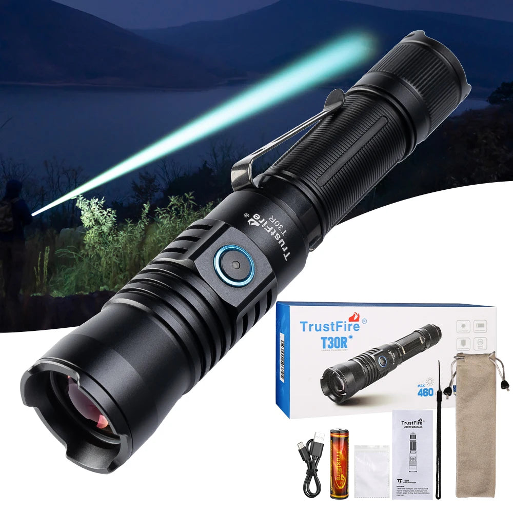 Trustfire T30R 1100M Tactical Flashlight 460Lumen La-ser High Power Led USB Flashlight 18650 Rechargeable Self Defense Torch