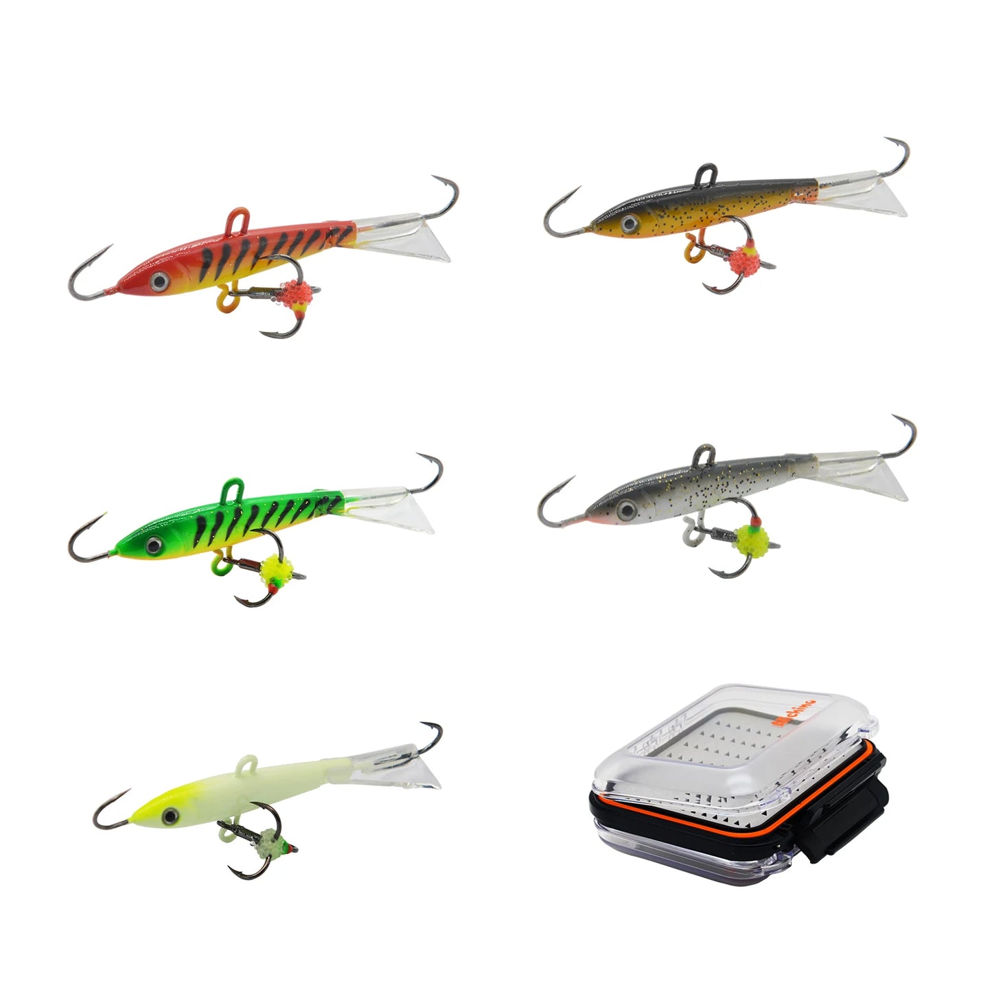 Ice Fishing Lures with Glide Tail Wings Winter Ice Jigging Fishing Jigs for Bass Perch Walleye Pike Bluegill Vertical Jigs