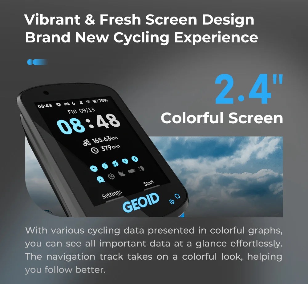 GEOID CC600 Bike Computer Wireless Color Screen Bicycle Speedometer ANT+ WIFI Cycling Speedometer IPX7 Waterproof Odometer