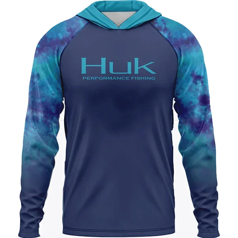 HUK Fishing Long Sleeve UPF 50 Hood Sun Protection Uv T-shirt Clothing Breathable Angling Jacket Men Fishing Wear ShirtsTop