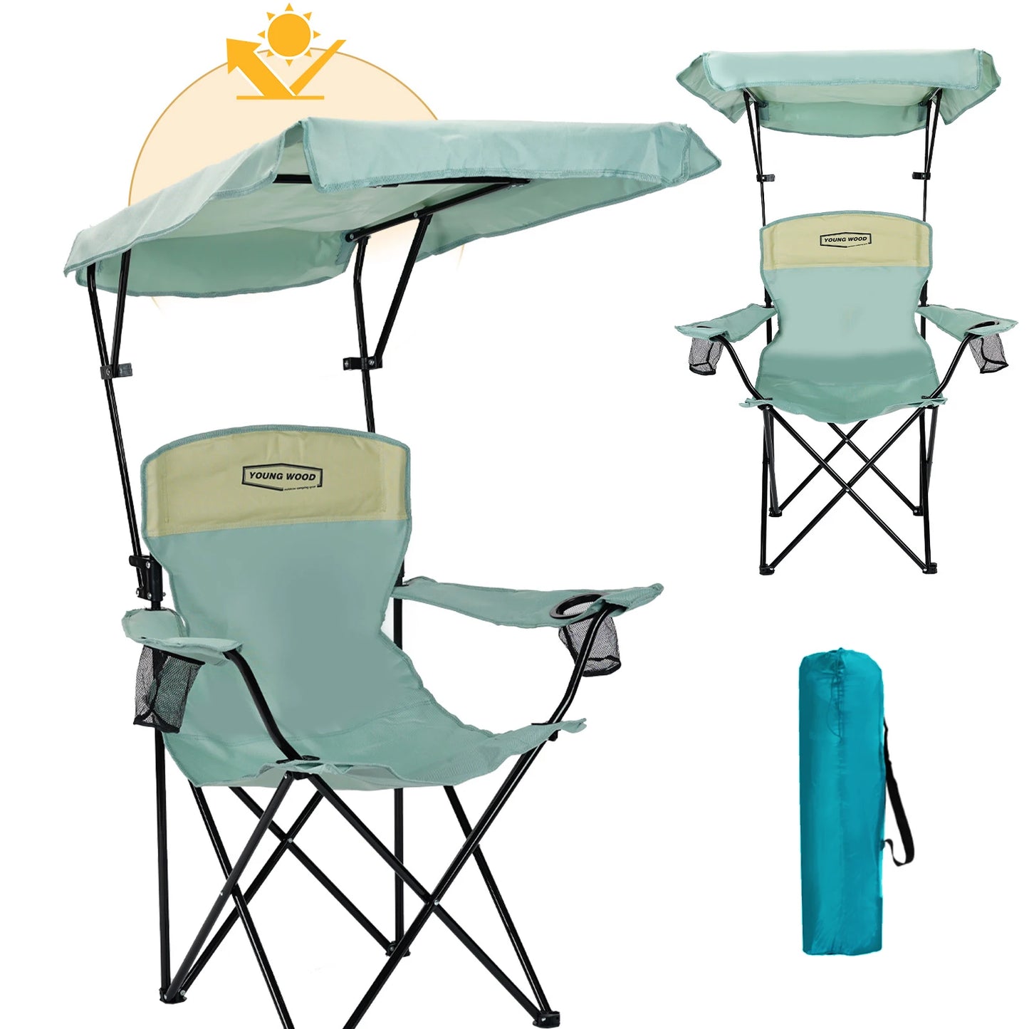 YoungWood Lightweight Travel Chair Portable Folding Camping Chair With Armrests Aluminum Alloy Fishing Chair Outdoor Furniture