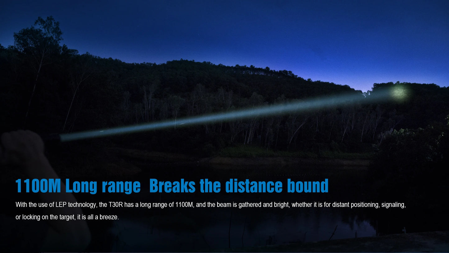 Trustfire T30R 1100M Tactical Flashlight 460Lumen La-ser High Power Led USB Flashlight 18650 Rechargeable Self Defense Torch