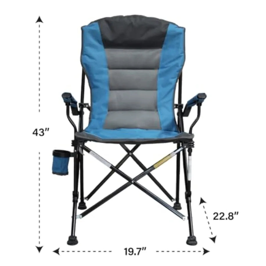 Portable Outdoor Camping Chair with Padded Seat and High Backrest Extra Wide Backrest and Armrests Cup Holder Foldable Design D