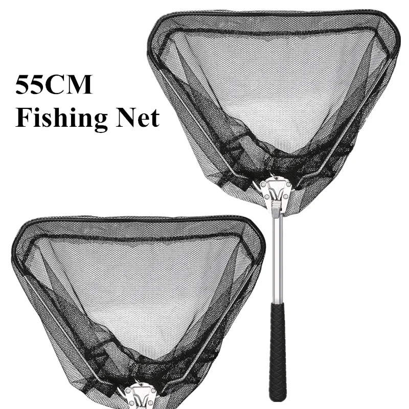 190cm 130cm 55cm Telescopic Landing Net Folding Fishing Pole Extending Fly Carp Course Sea Mesh Fishing Net For Fly Fishing