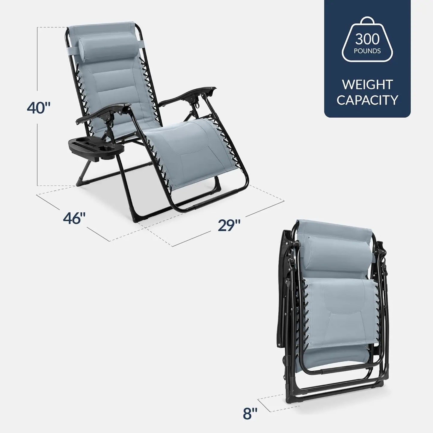 Oversized Padded Zero Gravity Chair, Folding Outdoor Patio Recliner, XL Anti Gravity Lounger for Backyard, Customized