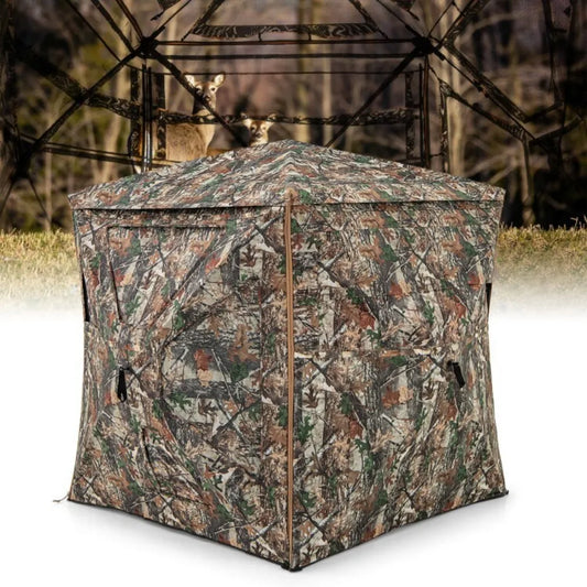 5-IN-1 Detachable 3 Person Portable Hunting Blind Pop-Up Ground Blind w/Skylight