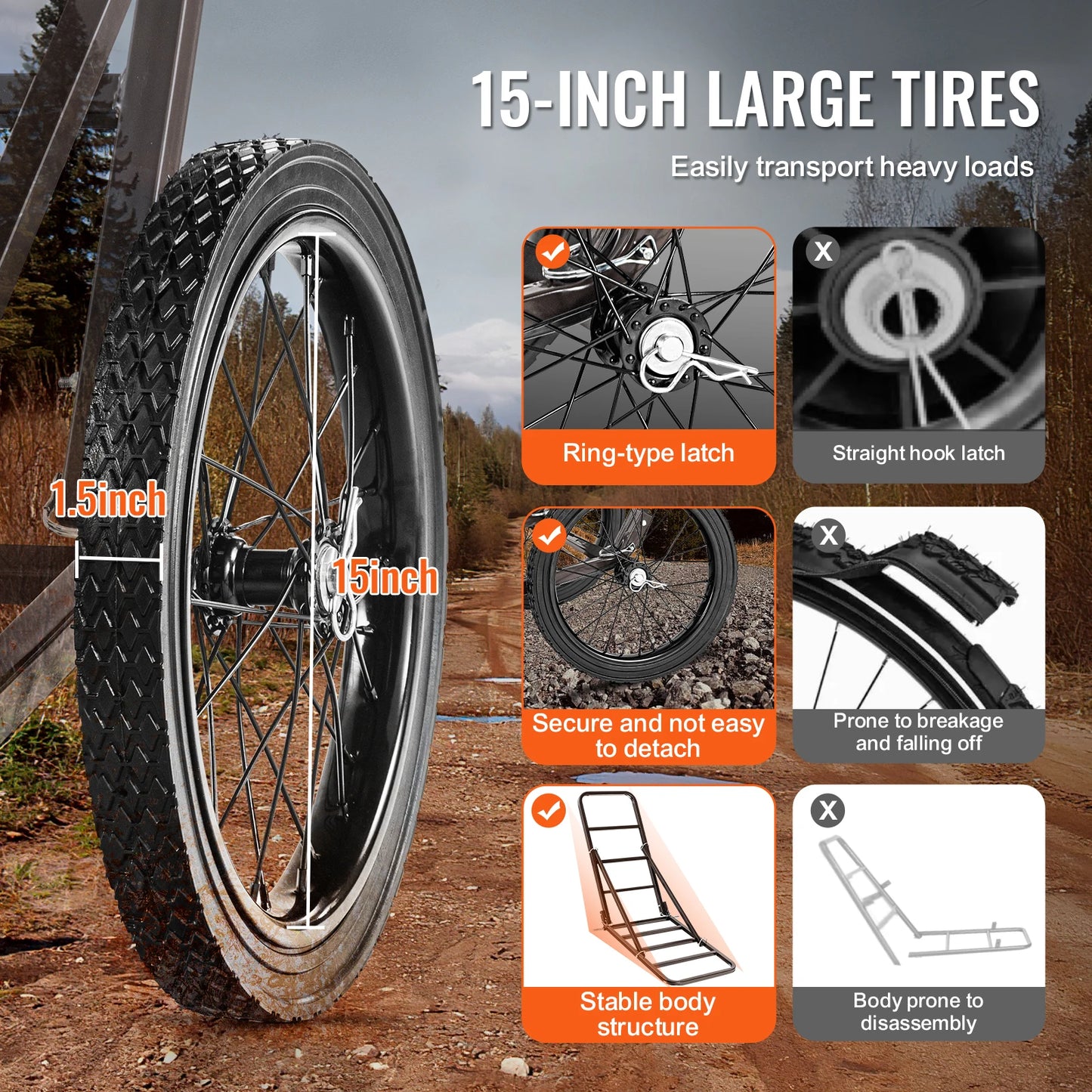 SucceBuy Deer Cart 300 LBS Capacity Folding Game Cart HeavyDuty Game Cart Accessories Utility Gear Dolly for Hunting Fishing