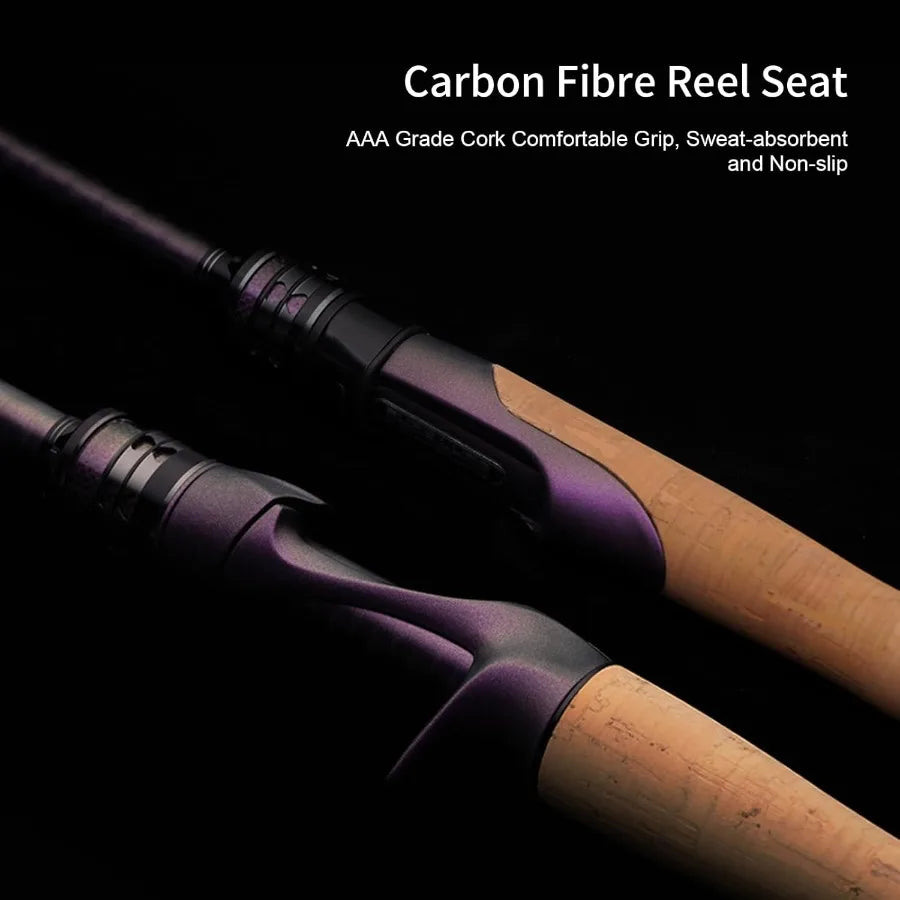 Fishing Rod for Spinning and Baitcasting with Fast Action Design 2Piece Construction Using TORAY 36 Ton Carbon Fiber Titanium F
