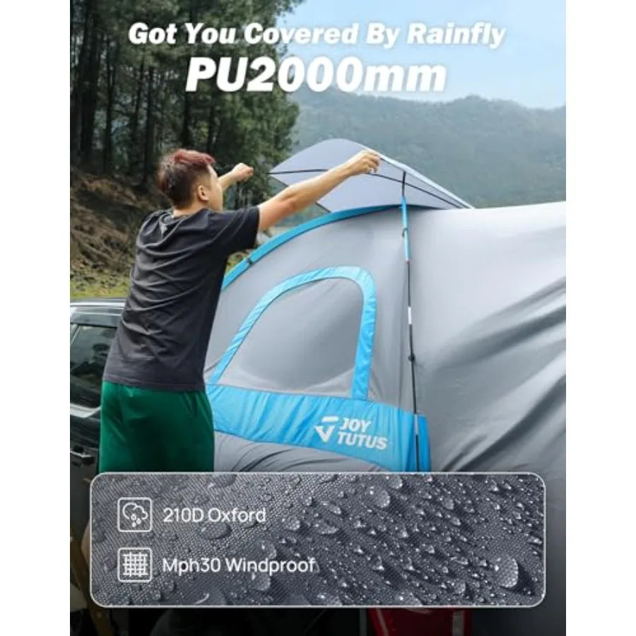 Truck Tent with Rainfly 5.5Ft-5.8Ft Straight Spacious Truck Bed Tent with Sky View Mesh Waterproof PU2000mm Double Layer for 2