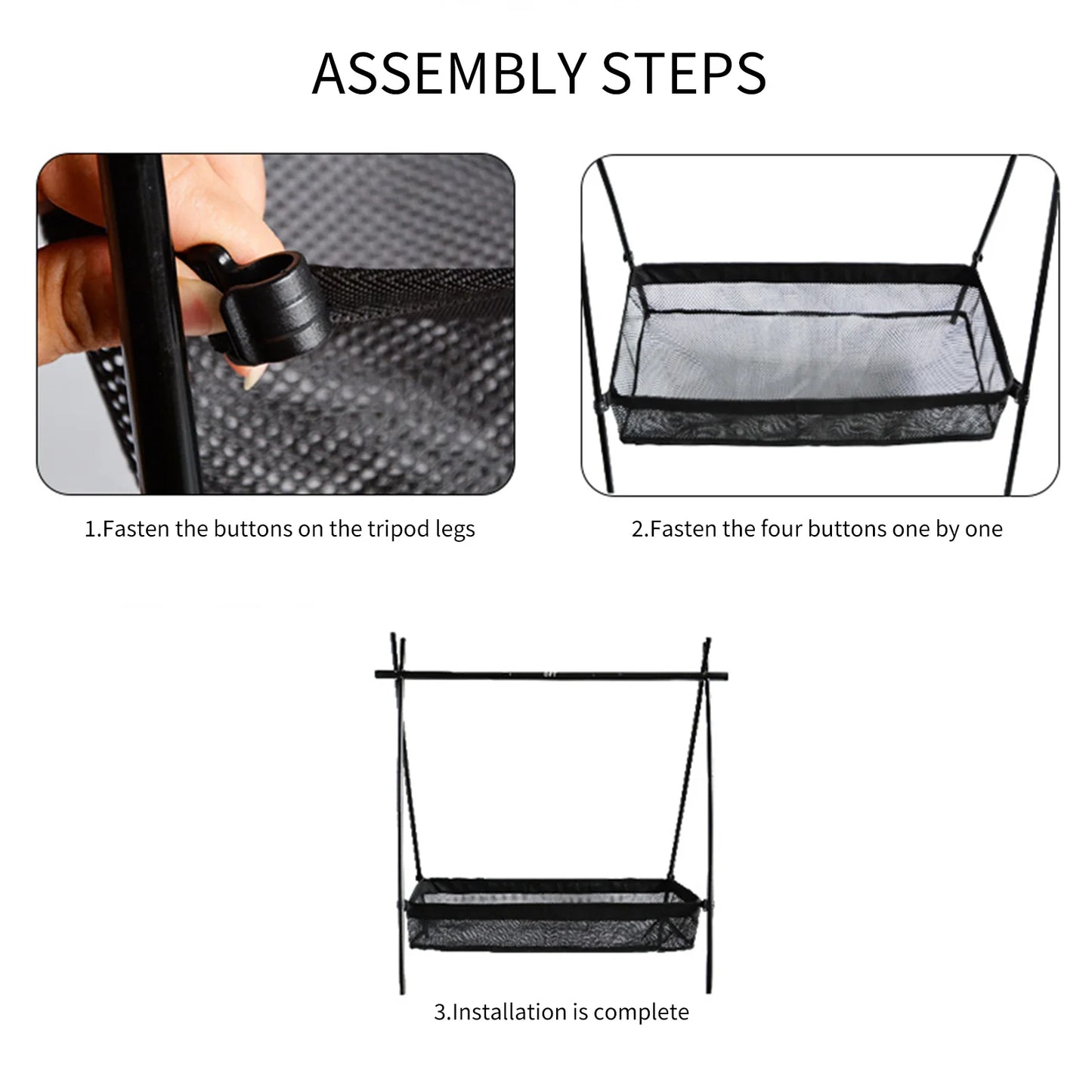 Outdoor Folding Net Bag Picnic Under Table Storage Bag Desk Storage Box Tripod Mesh Basket Organizer for Camping Accessories