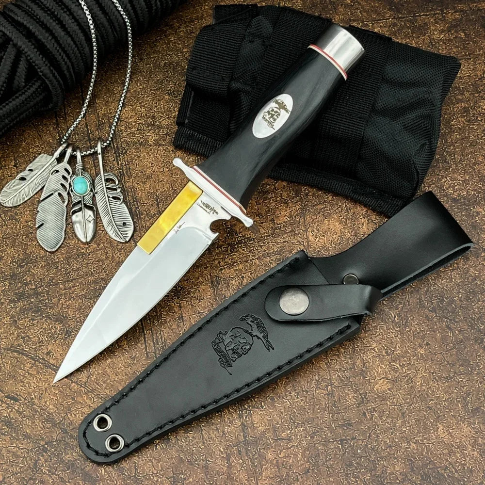 New Small Survival Fixed Blade Knife 9Cr13Mov Blade Ebony Handle Outdoor Knife Utility Knife Portable Cutting Knife with Sheath