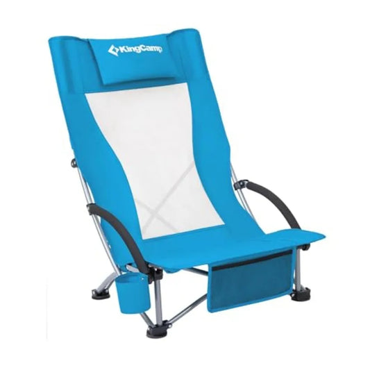 High Back Folding Beach Chair for Adults Oversized Breathable Mesh Seat in Black 300lbs Heavy Duty Portable Chair with Cup Hold