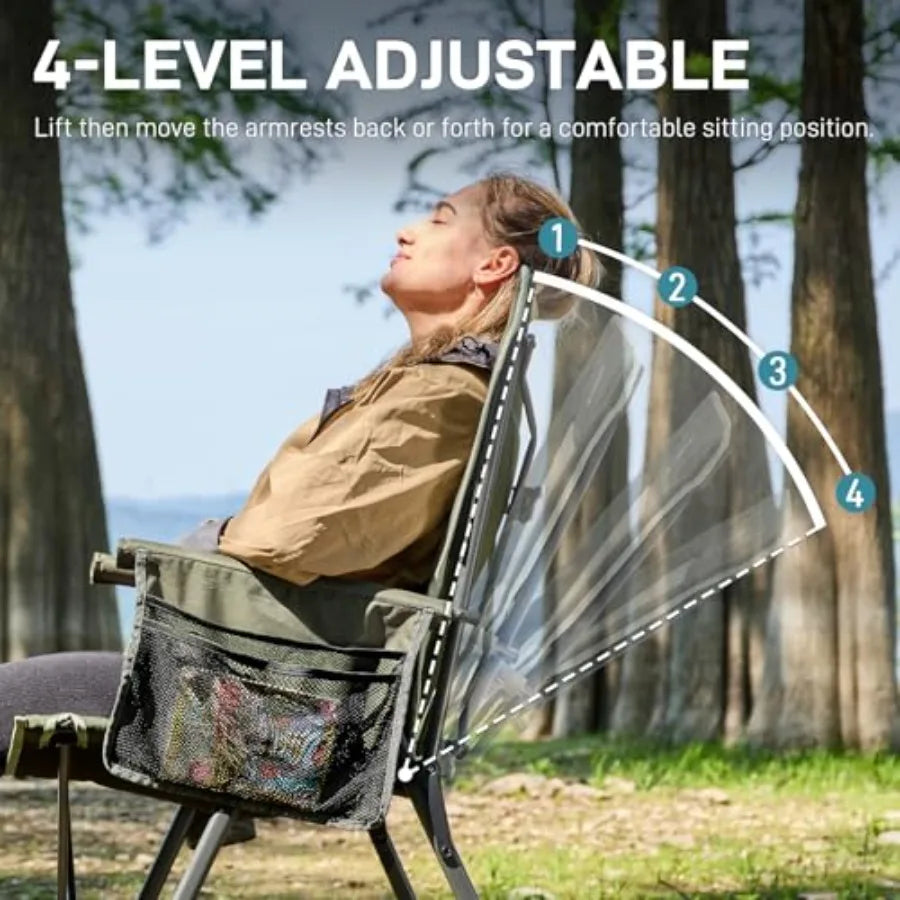 Reclining Camping Chairs for Adult Lightweight Folding Recliner Chair with Adjustable Back 4-Level Lounge Chairs Portable Lawn