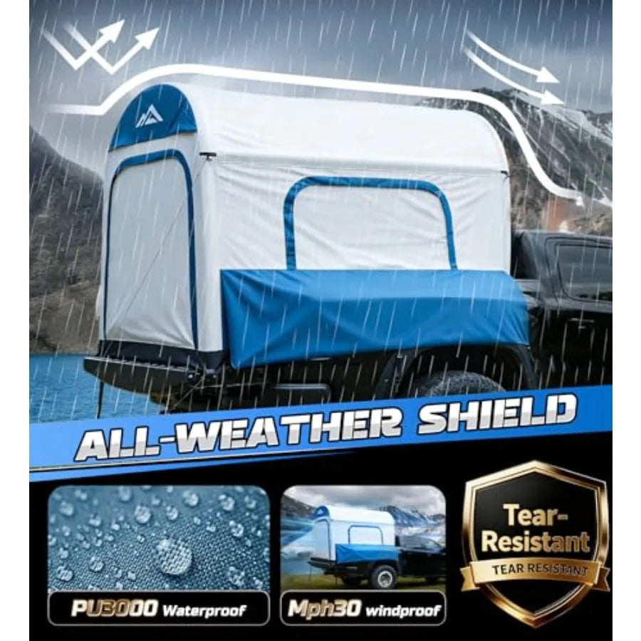 Inflatable Truck Bed Tent 5.5ft-8ft PU 3000mm Waterproof with 4'' Thick TPU Air Beams for 2-3 Person Camping Fast Setup Portabl