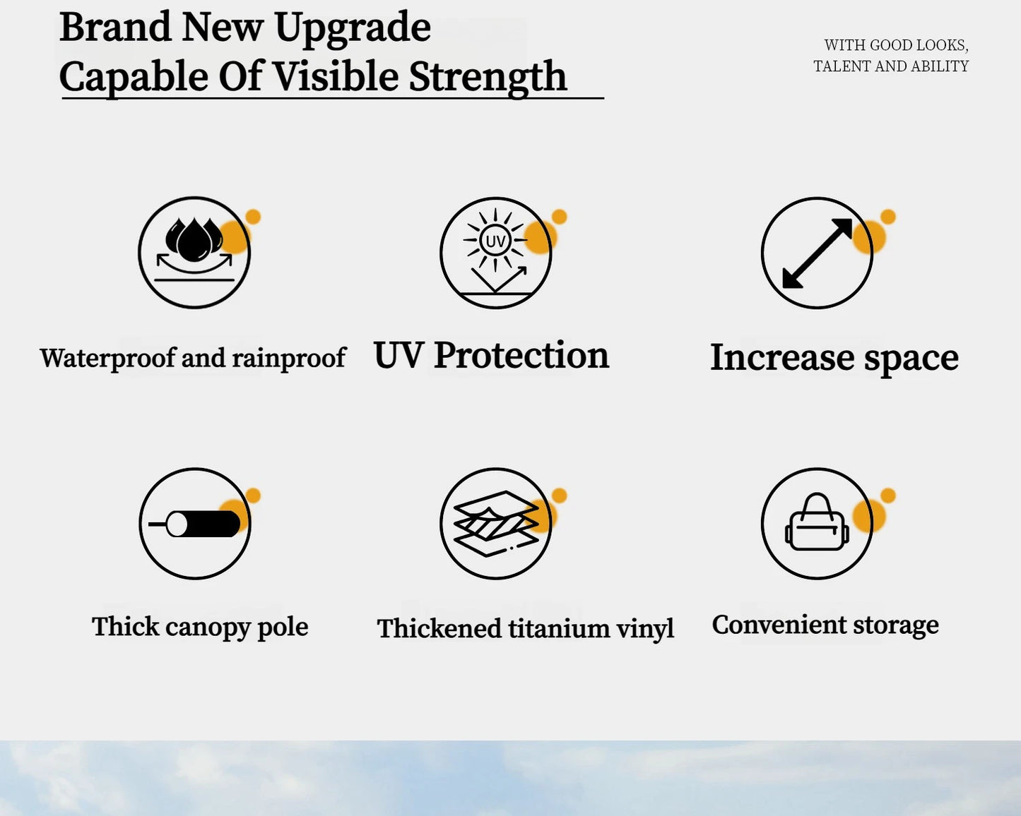 Mountainhiker Outdoor cat ear canopy tent blackout black rubber Waterproof Sun Shelters Camping 28㎡ Quick Setup Sunshade Awning