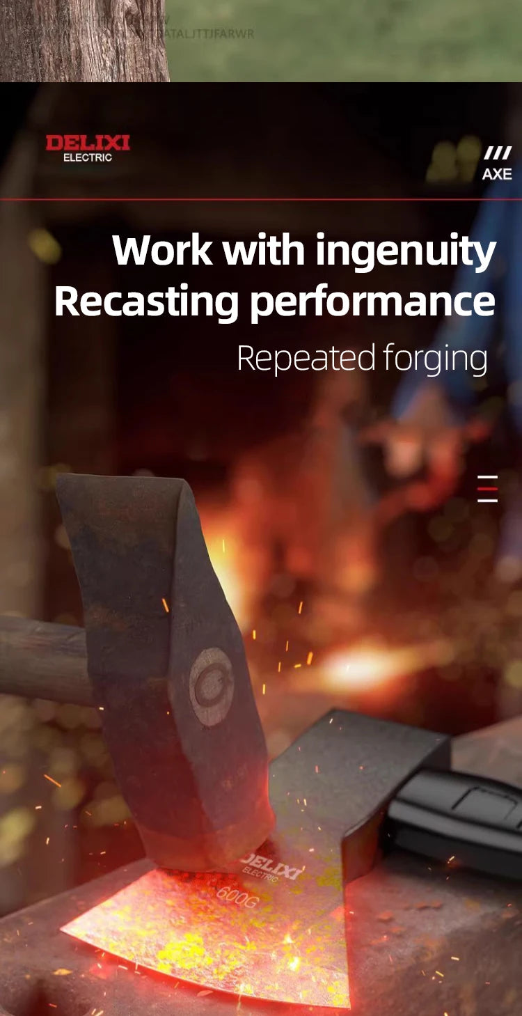 15-inch chopping axe with blade cover, chopping hammer, log axe, outdoor axe, forged carbon steel hand tool non-slip handle.