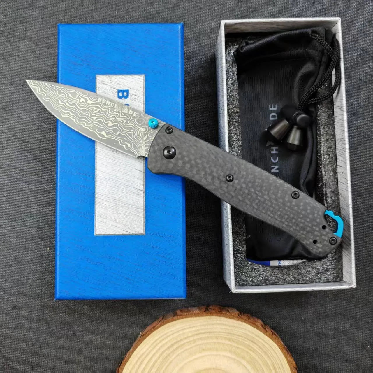 535 Bugout Outdoor Folding Pocket Knife Damascus Steel Carbon Fiber Handle Hunting Tactical Knife Camping Fishing EDC Tool