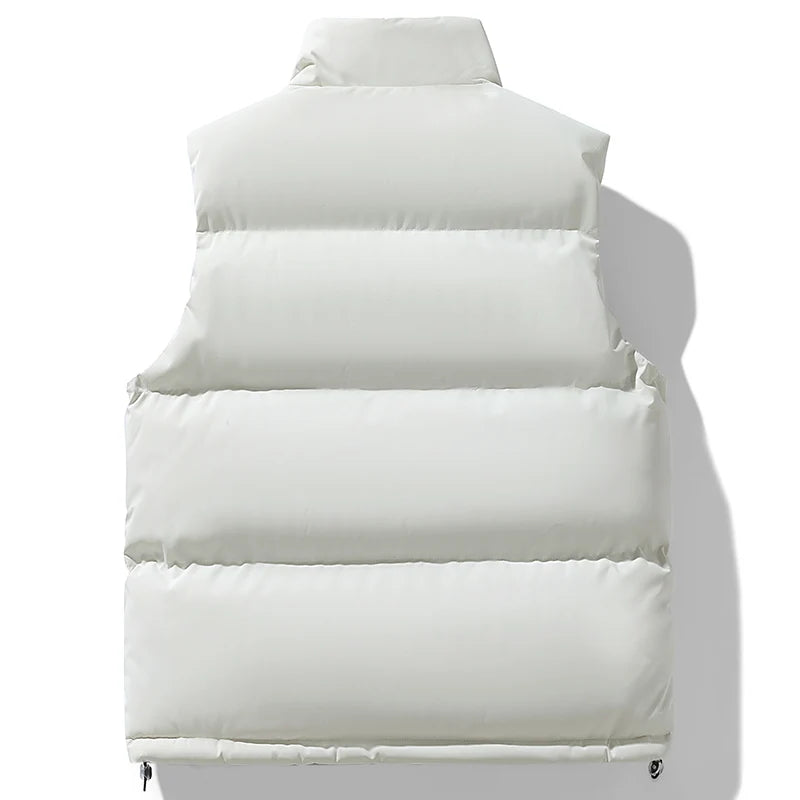 Fishing Vest Stand-up Collar Outdoor Vest Men's Down Cotton Vest Men's Autumn and Winter Thickened Coat Waistcoat Warm Vest Coat