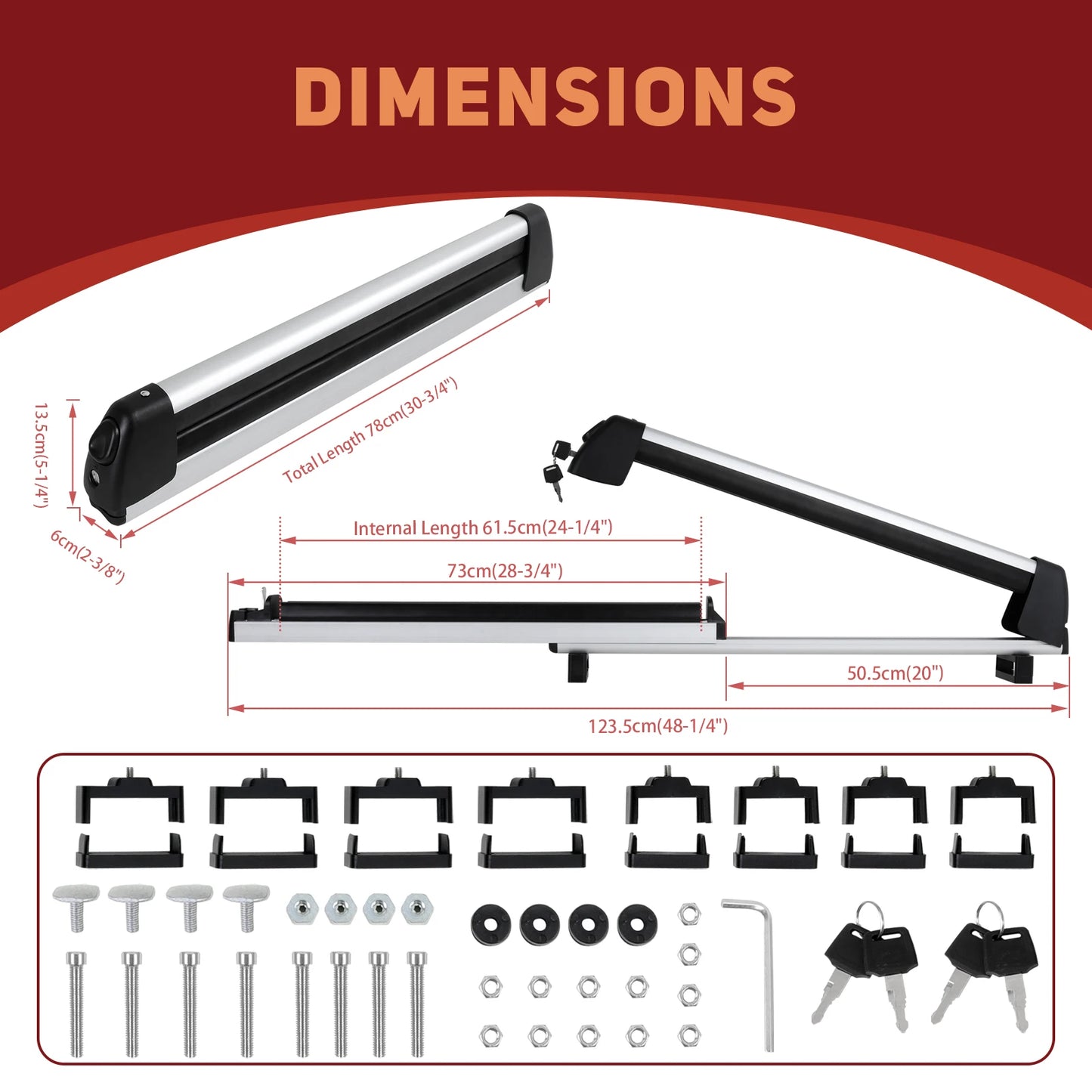 2PCS-Pack Ski And Snowboard Roof Rack Car Rack Carrier Ski Car Rack Snowboard Roof Carrier Aluminum Alloy Ski Roof Carrier