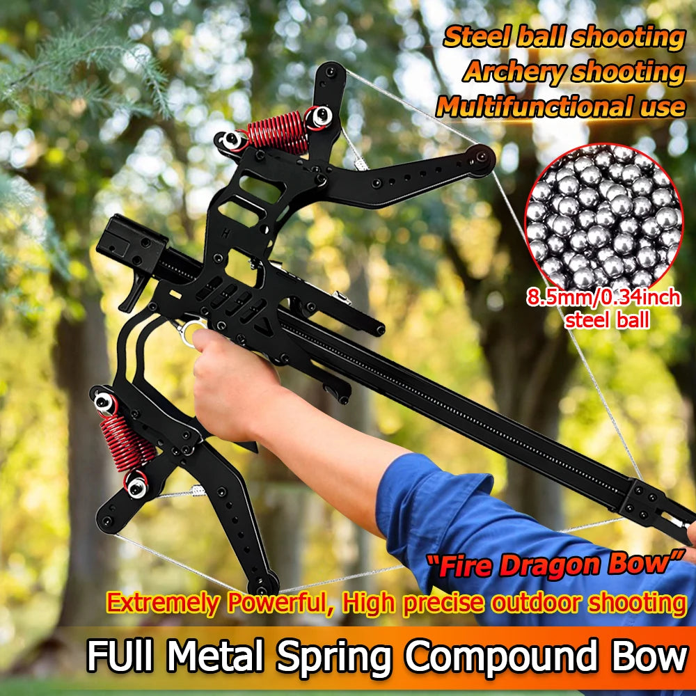 Fire Dragon Dual-Use Compound Bow with Fishing Reel and Sight-Fast Shooting Speed, Ultra-Stable for Hunting, Fishing and Archery