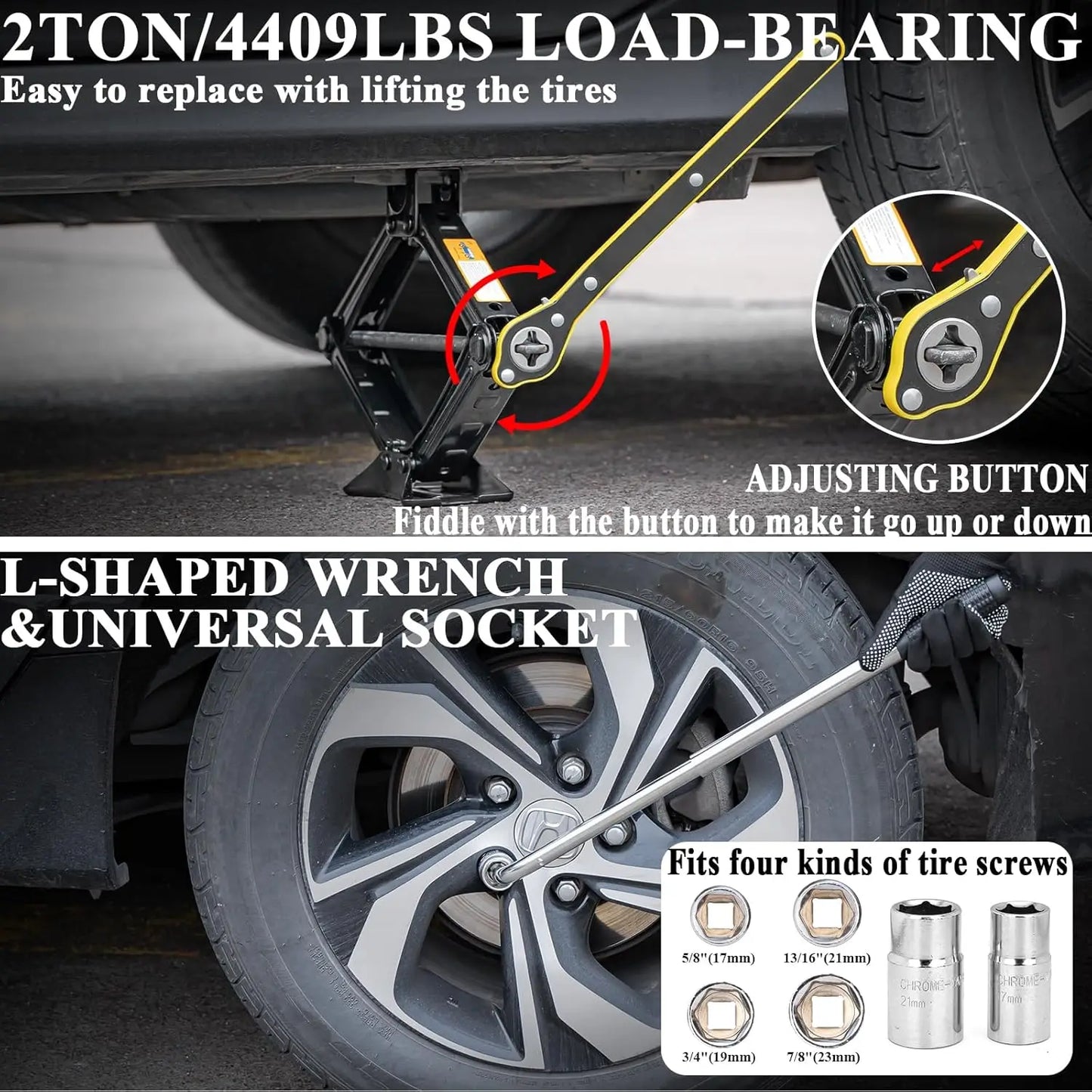 Car Emergency Roadside Kit with Scissor Jack, Air Compressor, Jumper Cables, and Safety Pump for Vehicle Assistance