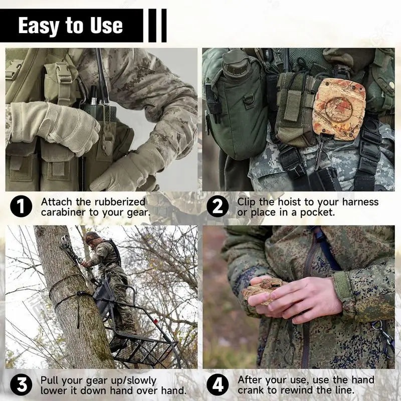 Retractable Bow Hoist Efficient Treestand Gear Hoist Bow Hunting Accessories Tree Stand Hunting Hoist Rope Noiseless Bow Hoist