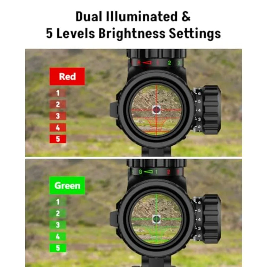 416x50 AO Scope Combo with Green Red Dual Laser Sight 5in1 Combo Featuring Dual Illuminated Optics Scope 4 Reticle Holographic