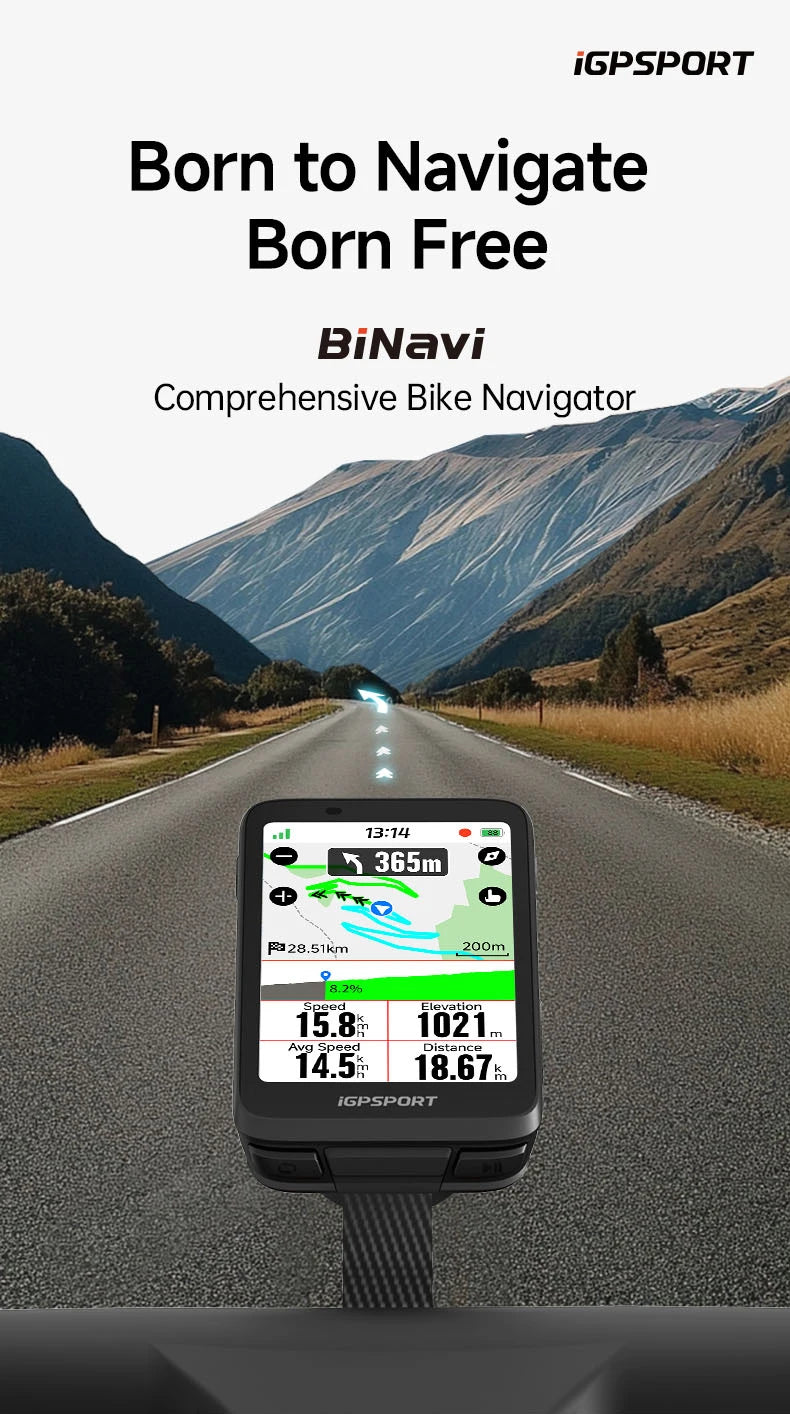 iGPSPORT Bicycle GPS Computer BiNavi Touchscreen Map Navigation 35 Hours Battery Life  IPX7 Waterproof Route Planning