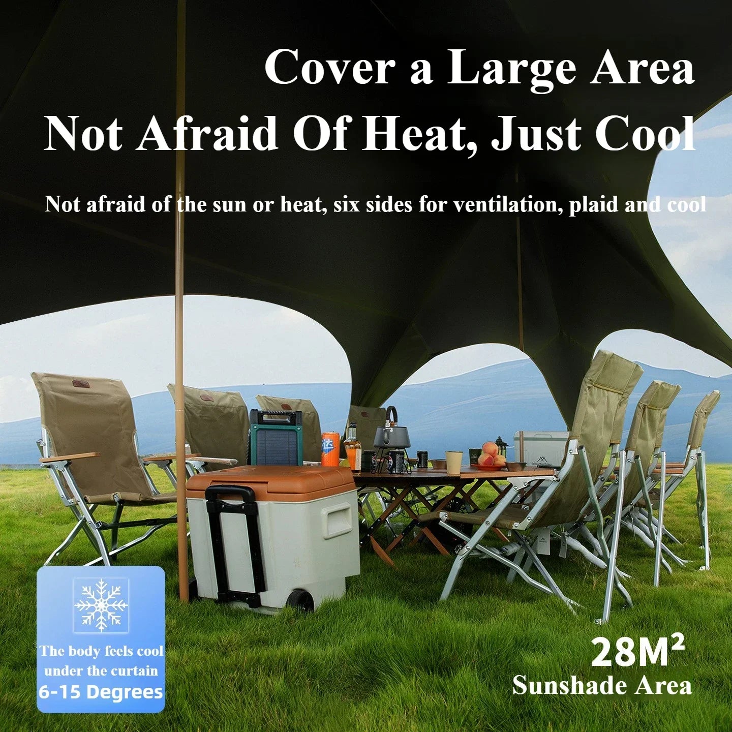 Mountainhiker Outdoor cat ear canopy tent blackout black rubber Waterproof Sun Shelters Camping 28㎡ Quick Setup Sunshade Awning